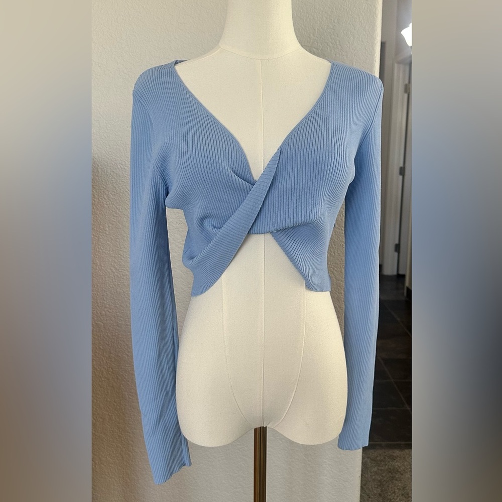 Blue Women's Twist Front Top